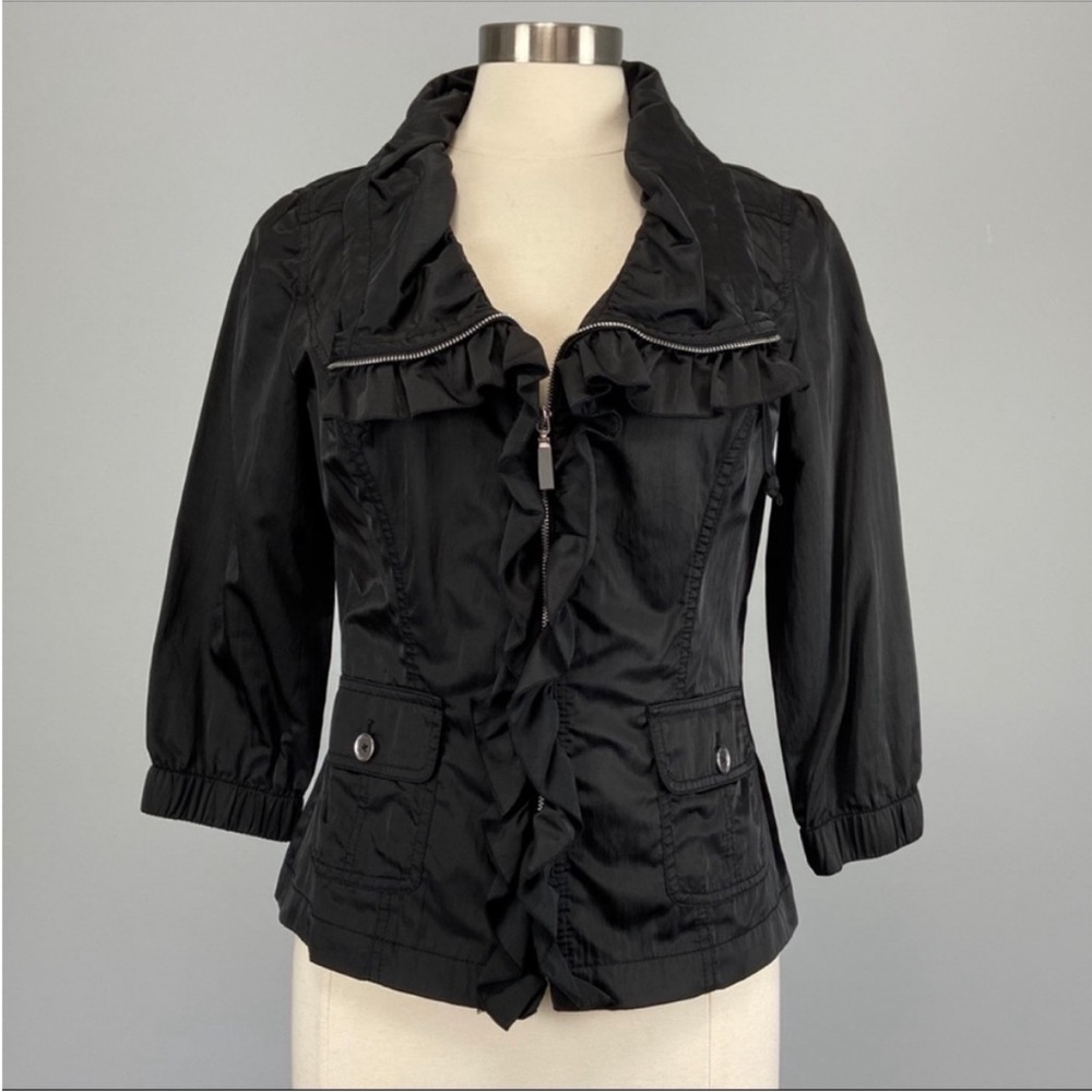 WHBM Black Ruffle Jacket